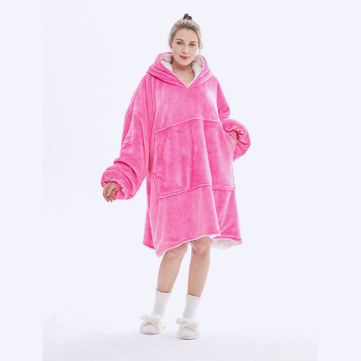 Teppe med ermer og hette, tykt og varmt hoodie-teppe