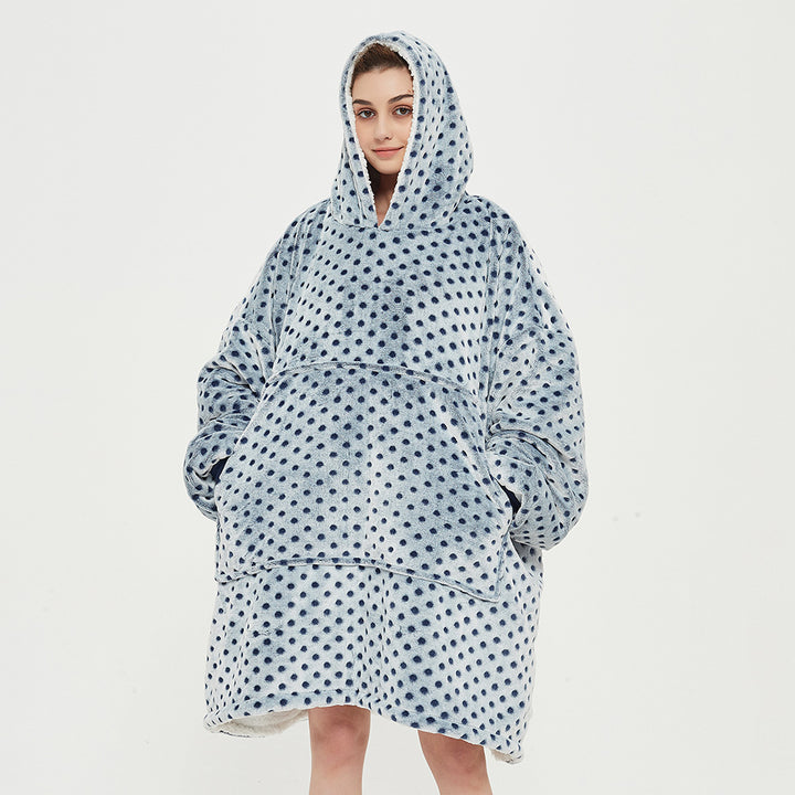 Teppe med ermer og hette, tykt og varmt hoodie-teppe