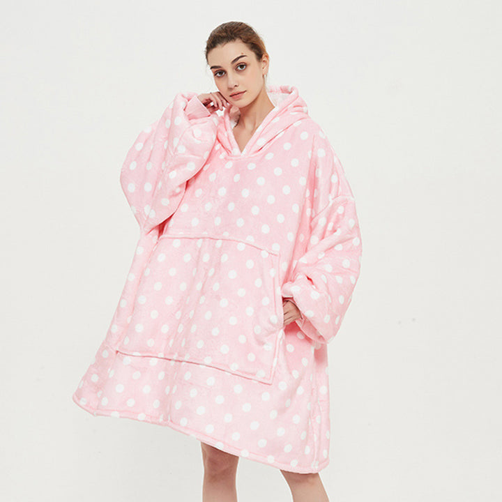 Teppe med ermer og hette, tykt og varmt hoodie-teppe