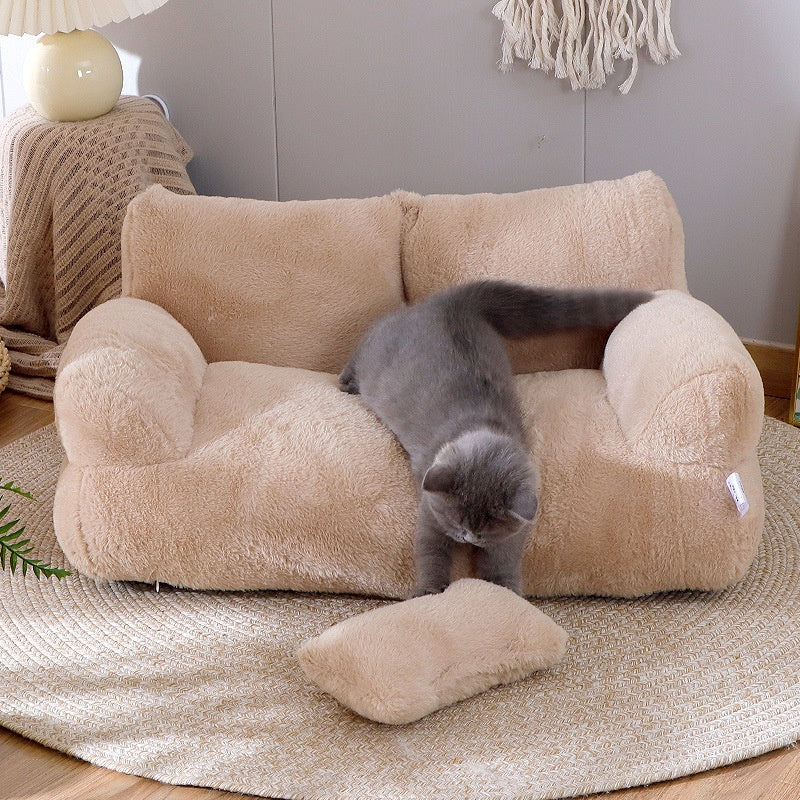 Kattesofa i plysj med pute