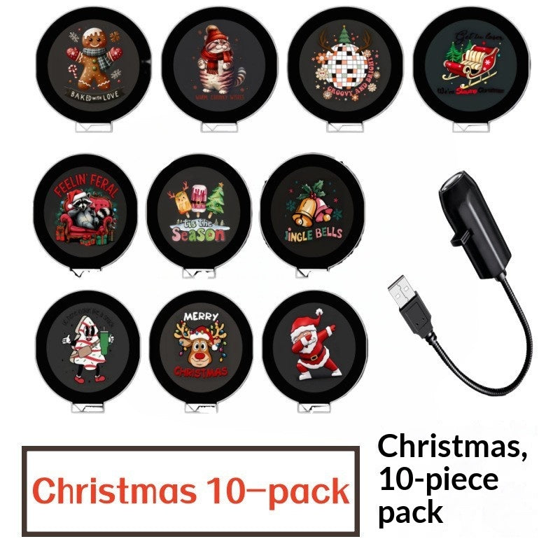 USB-projektor kaster julemotiver på vegg