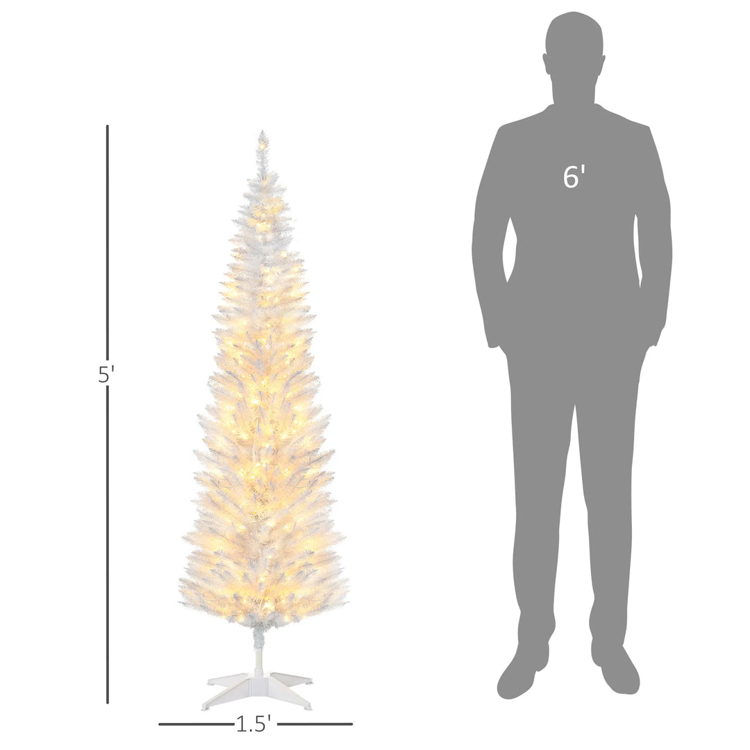 Lite hvitt juletre med varmhvite lys