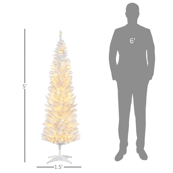 Lite hvitt juletre med varmhvite lys