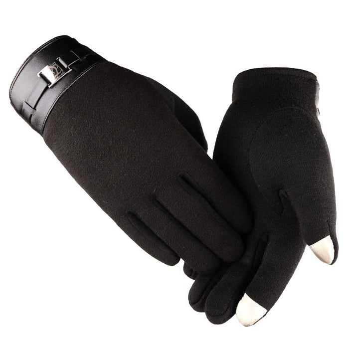 Varmegleden Herrehansker med touchfingre og spennemansjett