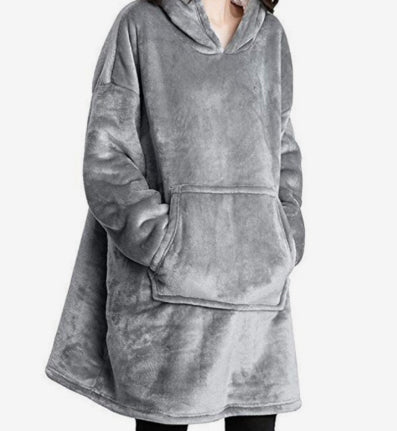 Teppe med ermer og hette, tykt og varmt hoodie-teppe