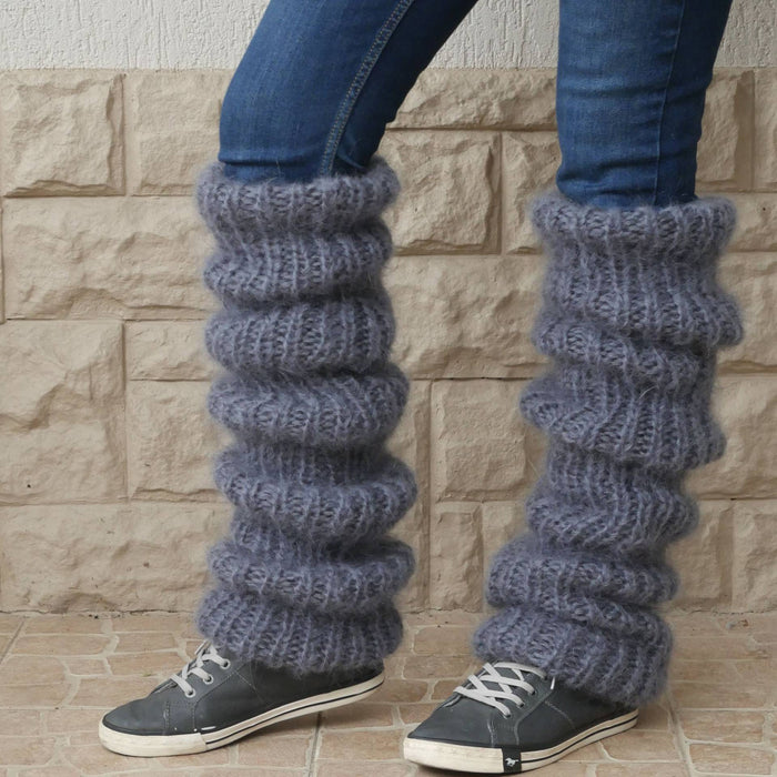 Varmegleden Tykke legvarmere i lodden strikk med slouchlook
