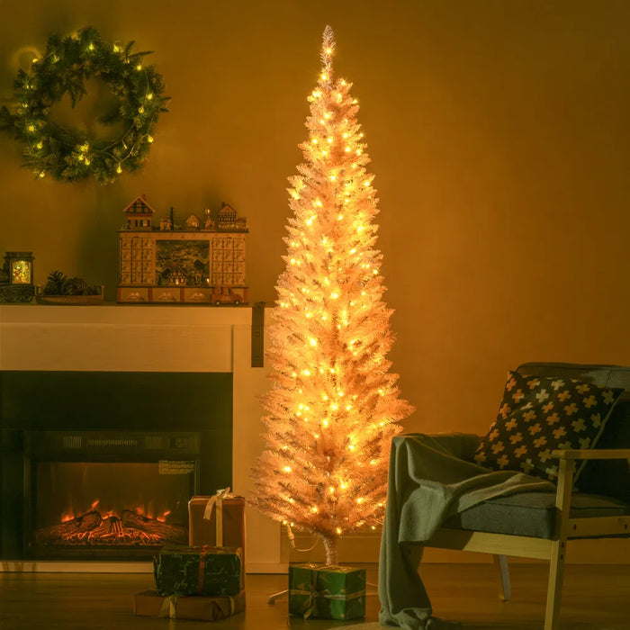 Varmegleden Hvitt juletre med 110 varmhvite lys, 152 cm