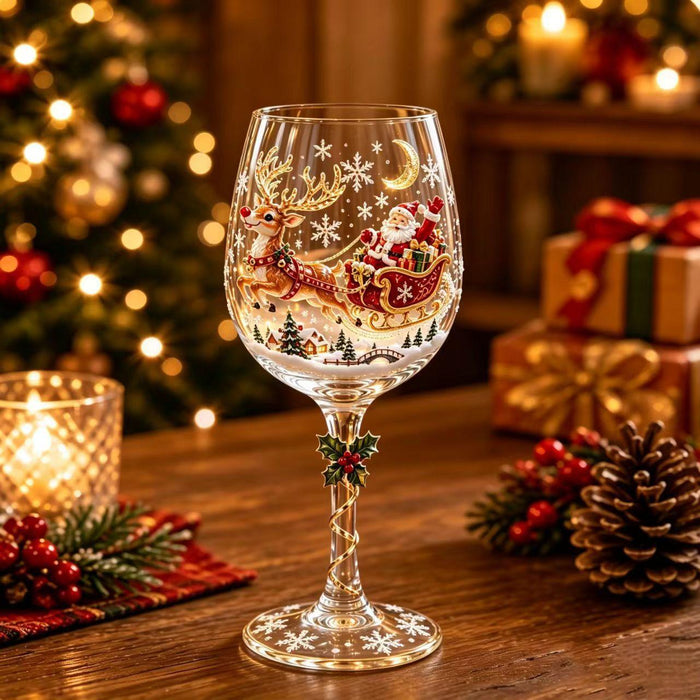 Varmegleden Vinglass med festlig julemotiv på stetten