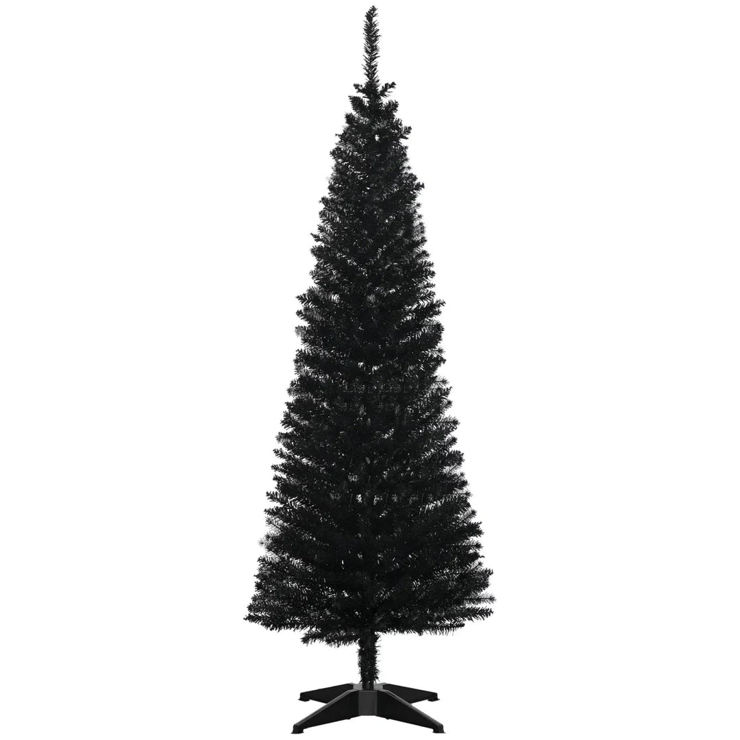 Smalt svart kunstig juletre på fot