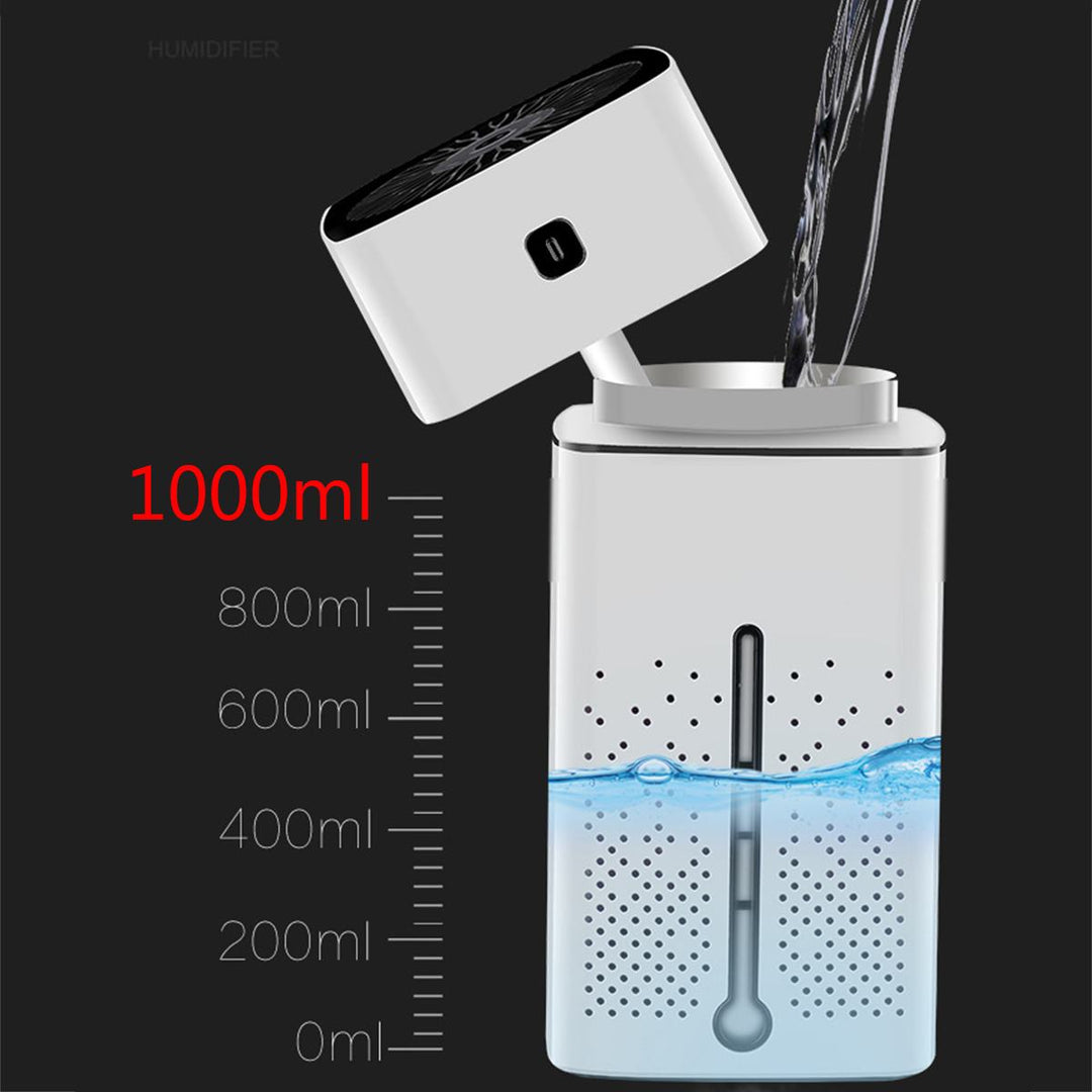 Luftfukter og aroma diffuser med LED i sju farger, 1 liter