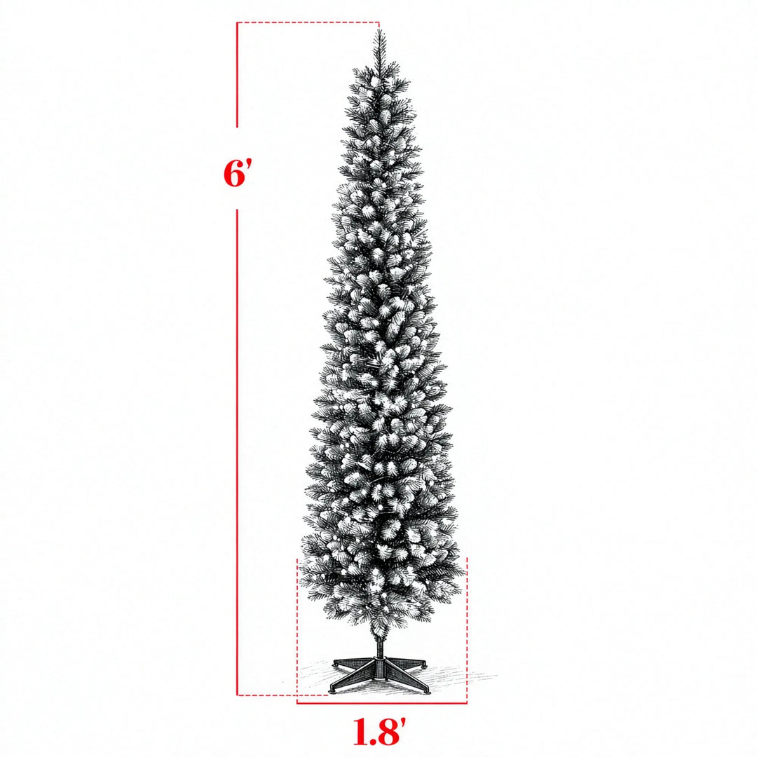 Smalt frostet juletre med fargelys