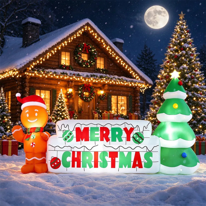 Varmegleden Oppblåsbart Merry Christmas-skilt 290 cm med LED-lys