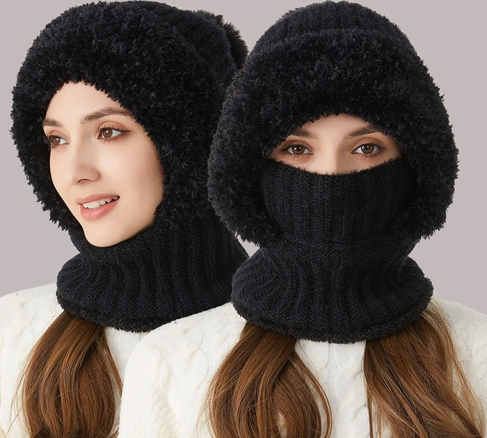 Varmegleden Strikket lue med skjerf og ansiktsmaske i ett, med fôr