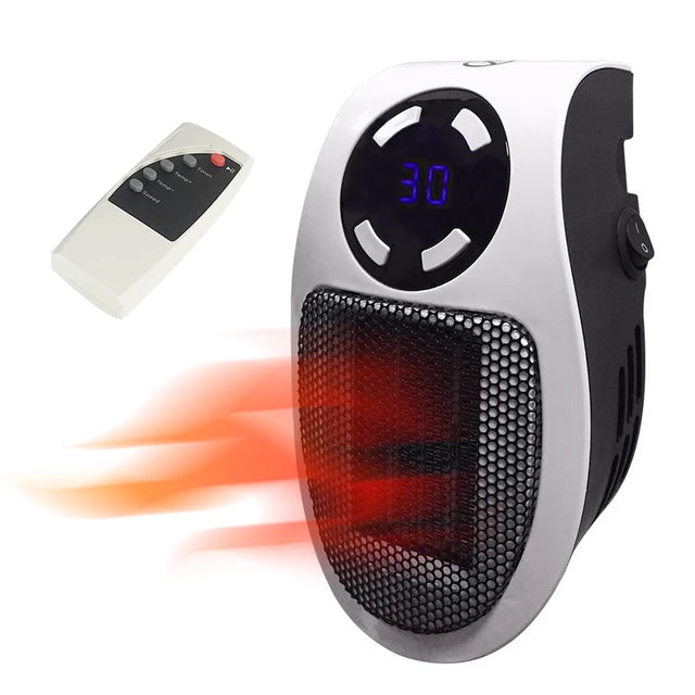 Varmegleden™ Mini varmeovn for stikkontakt med fjernkontroll og timer