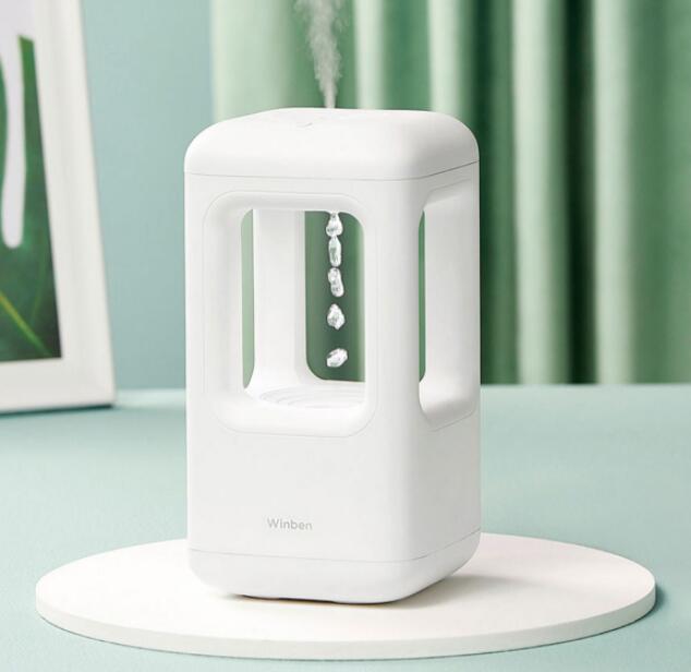 Varmegleden Luftfukter med dråper som flyter oppover, med lys og USB-C