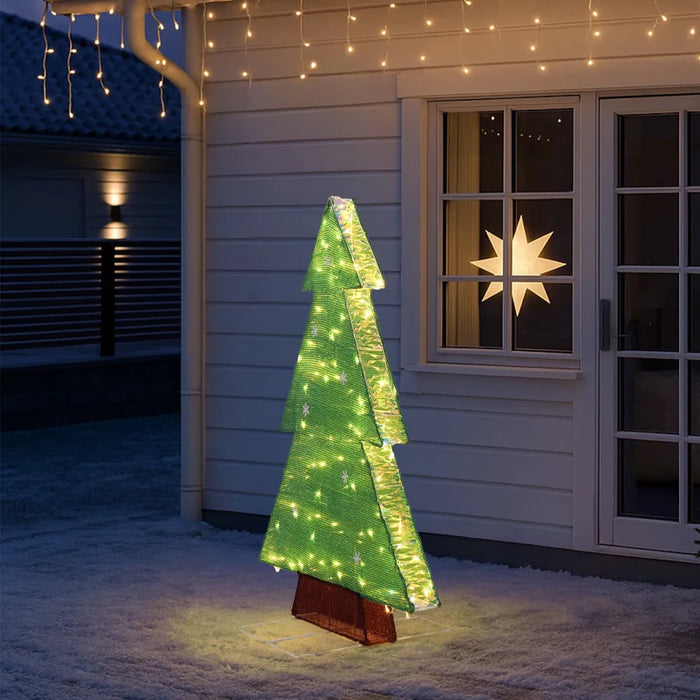 Varmegleden Lysende juletre i glitter med snøfnugg, 120 cm