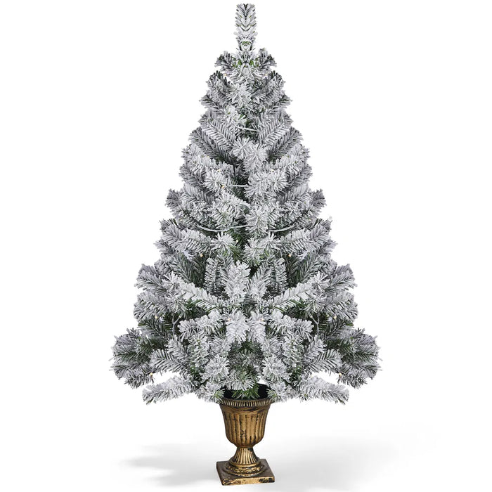 Varmegleden Snødekt juletre i potte 122 cm med 120 lys