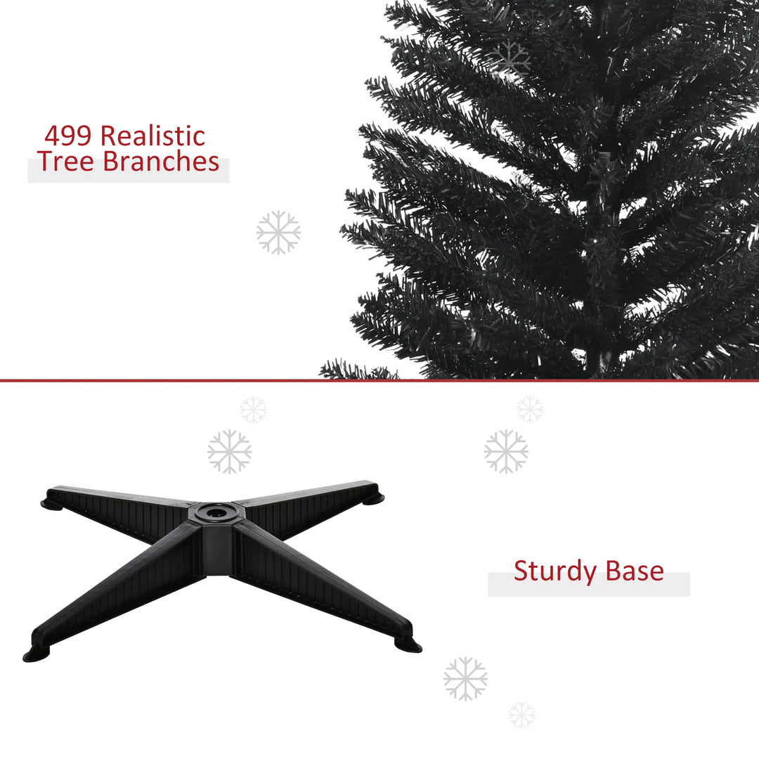 Slankt svart kunstig juletre i stue