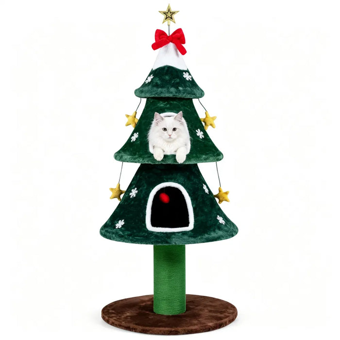 Varmegleden Juletre-kattetre 137 cm med 2 huler og sisalstolpe
