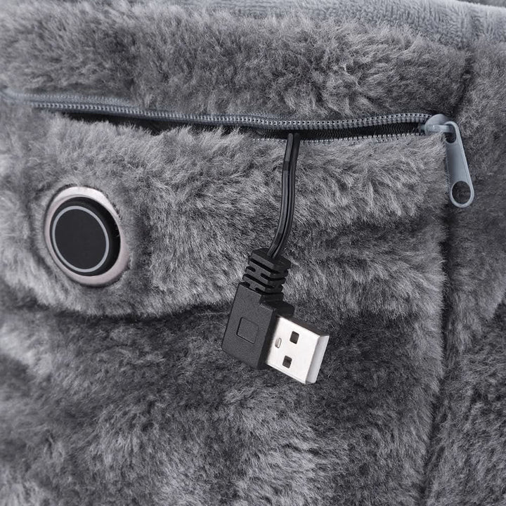 Varmegleden™ USB-oppvarmede plysjtøfler med fotbuestøtte