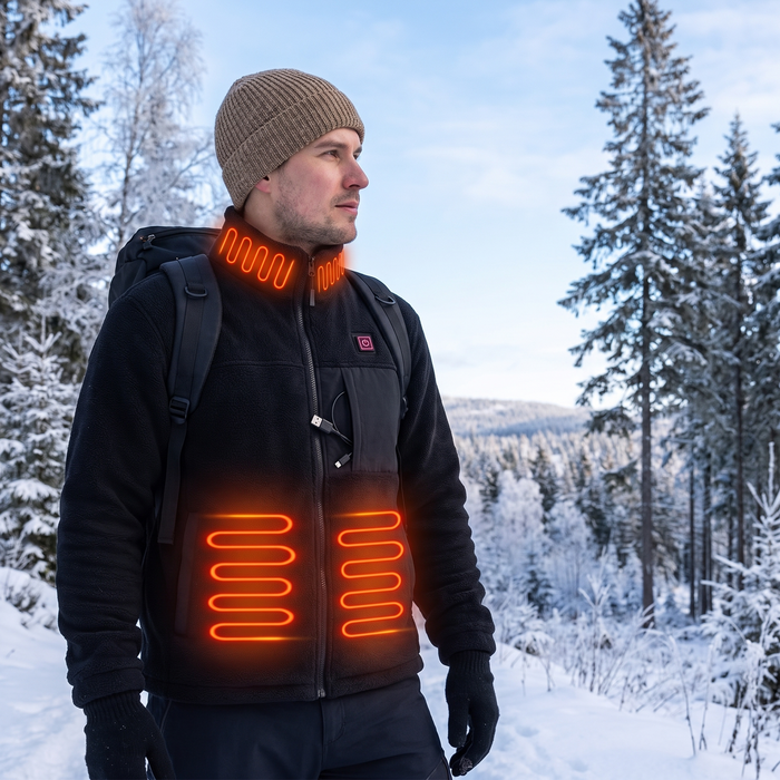 Varmegleden™ Oppvarmet fleecejakke med 4 varmesoner og USB