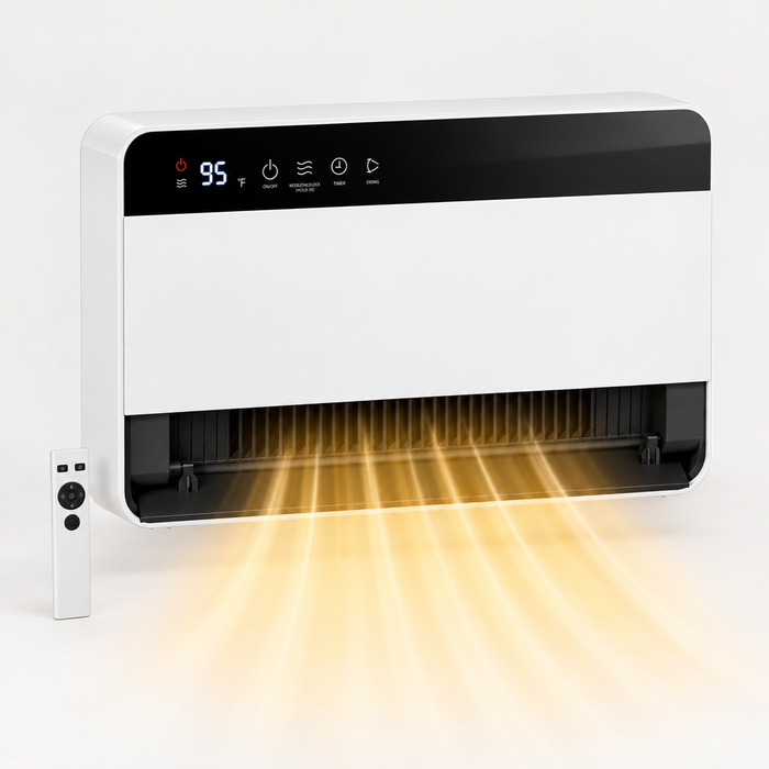 Varmegleden Veggmontert varmeovn 1500W med fjernkontroll og timer