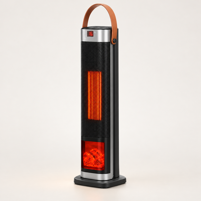 Varmegleden Tårnovn 1500W med flammeeffekt, oscillering og fjernkontroll