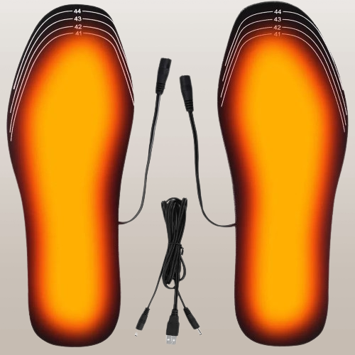 Varmegleden™ USB-oppvarmede skosåler til powerbank, kun 4 mm tynne