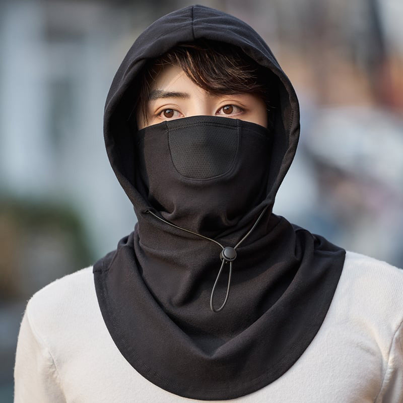 Varmegleden™ Vindtett ansiktsmaske med hette og halsvarmer for sykling