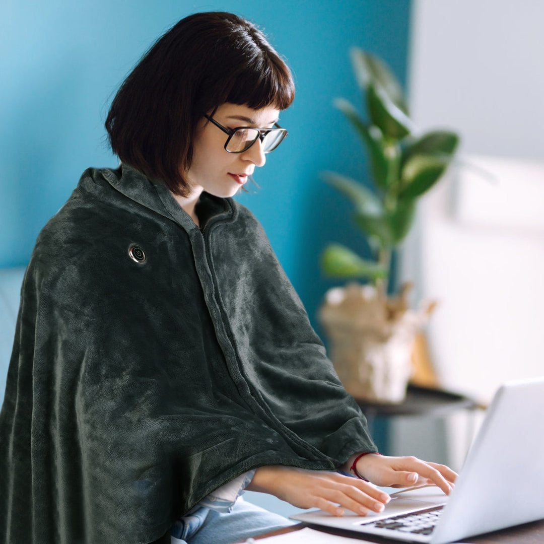 Varmegleden™ Bærbart USB-varmeteppe med glidelås i myk fleece